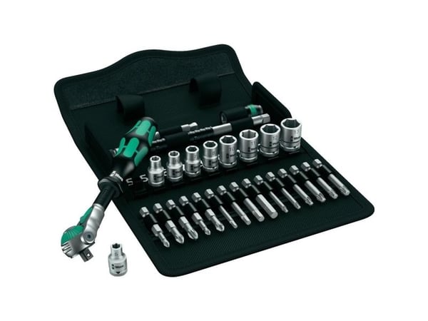 Wera 8100 SA 6, Pipenøkkelsett, Svart, Kromfarget, Grønn, CE, Skrallehåndtak, 1 stykker, 1/4"