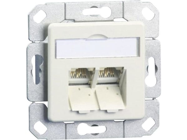 METZ CONNECT E-DAT - Planforsænket stikdåse - RJ-45 X 2 - ren hvid, RAL 9010