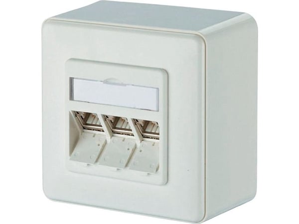 Metz Connect C6A Module 270° - pistorasia - RJ 45 - 3 verkkopistorasiaa - puhtaanvalkoinen, RAL 9010