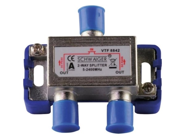 Schwaiger VTF8842 241, Kaapelin jakaja, 5 - 2400 MHz, Hopea, Alumiini, 1 kpl, 58 mm
