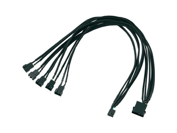 Akasa FLEXA FP5 - Viftestrømsplitter - 4-pins PWM (hunn) til 4-pin intern strøm, 4-pins PWM (hann) - 45 cm