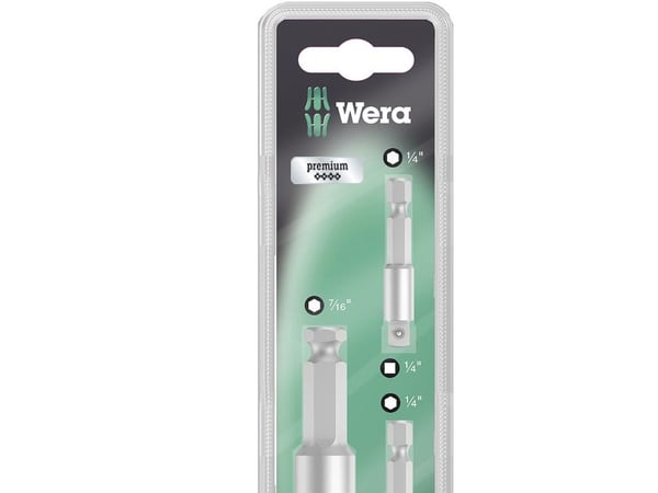 Wera 870/4/7 Set A SB - Sokkeladaptersett - 3 deler - 1/4", 1/2", 3/8" - heksagonal