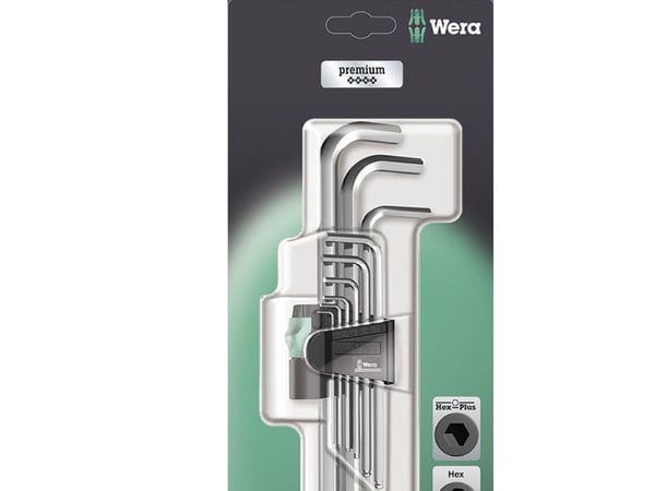 Wera 05073391001, L-formet hex-nøkkelsett, Metrisk, 9 stykker, 1.5,2,2.5,3,4,5,6,8,10 mm, Kromfarget, 25 mm