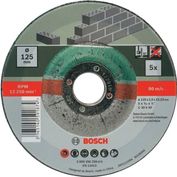 Bosch korundskiver 5 stk STONE 125 mm