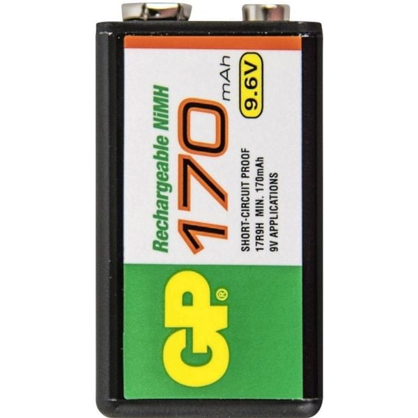GP Batteries 9 V blokkbatteri NiMH 6LR61 170 mAh 9,6 V (1 stk.)