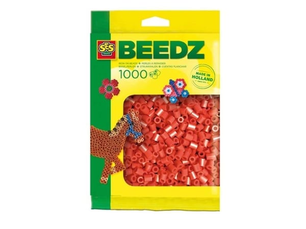 SES Creative Beedz Children''s packet of 1000 Red Iron on Beads, Pärlor till pärlplattor, 1000 styck, Röd, Pojke/flicka, 5 År, 12 År