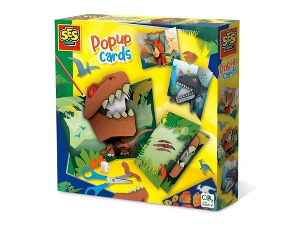 SES Creative Popup cards - Dinosaurs, Children''s craft kit, 5 år, Flerfarget