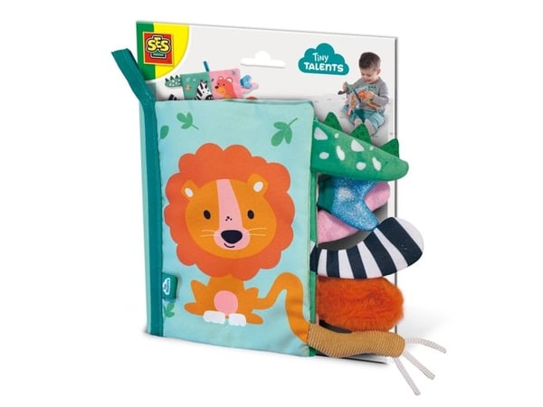SES Creative Tiny Talents Sensory animal tails cloth book, 0,5 år, Stoff, Flerfarget
