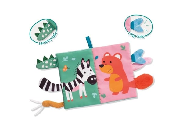 SES Creative Tiny Talents Sensory animal tails cloth book, 0,5 år, Stoff, Flerfarget