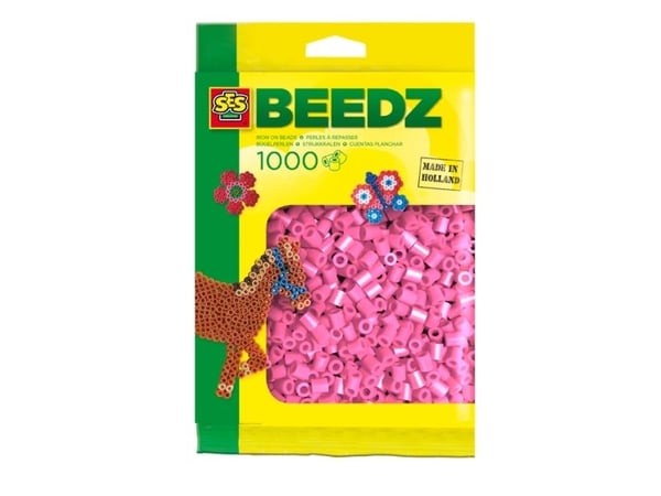 SES Creative Beedz Barnepakke med 1000 rosa strykeperler, sikringsperle, 1000 stk, rosa, gutt/jente, 5 år, 12 år