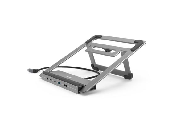Hama Essential Line "Connect2Office Stand" - Dokkestasjon + notebookstativ - USB-C 3.2 Gen 2 - HDMI, DP - 1GbE - 100 watt
