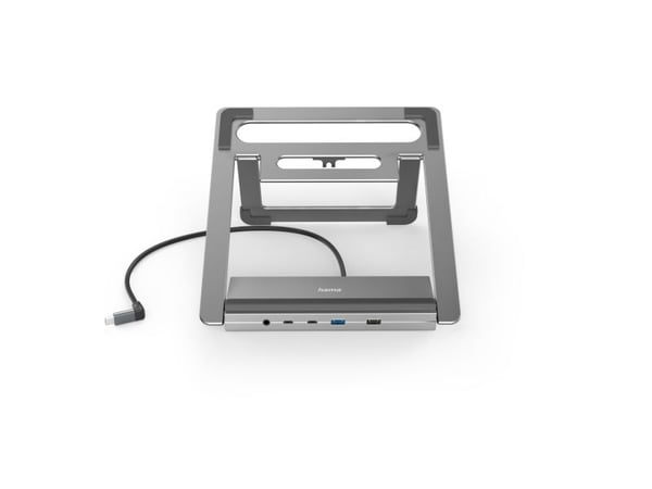 Hama Essential Line "Connect2Office Stand" - Dokkestasjon + notebookstativ - USB-C 3.2 Gen 2 - HDMI, DP - 1GbE - 100 watt