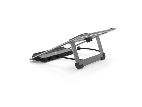 Hama Essential Line "Connect2Office Stand" - Dokkestasjon + notebookstativ - USB-C 3.2 Gen 2 - HDMI, DP - 1GbE - 100 watt