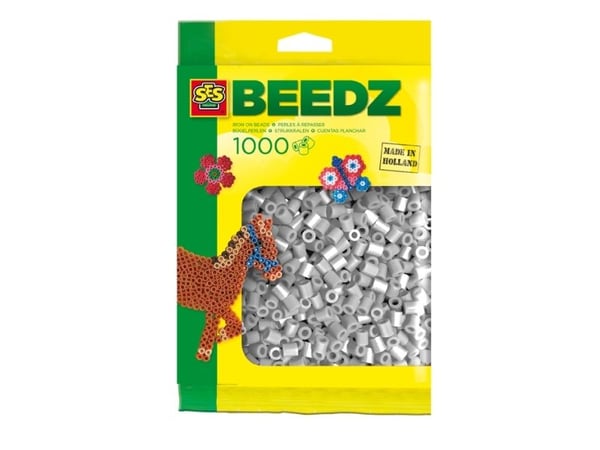 SES Creative Beedz Barnepakke med 1000 grå strykeperler, Sikringsperle, 1000 stk, Grå, Dreng/Pige, 5 År, 12 År