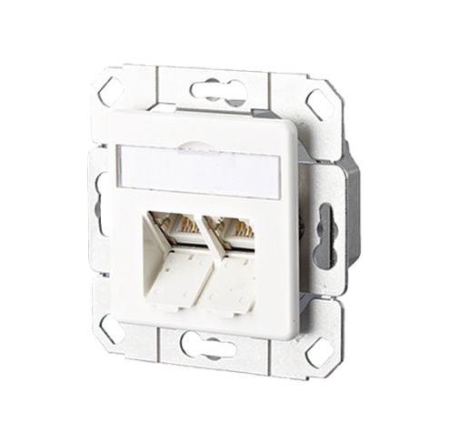 METZ CONNECT E-DAT - Planforsænket stikdåse - RJ-45 X 2 - ren hvid, RAL 9010