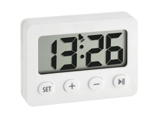 TFA - Väckarklocka - rektangulär - elektronisk - magnetisk montering, skrivbord - vit