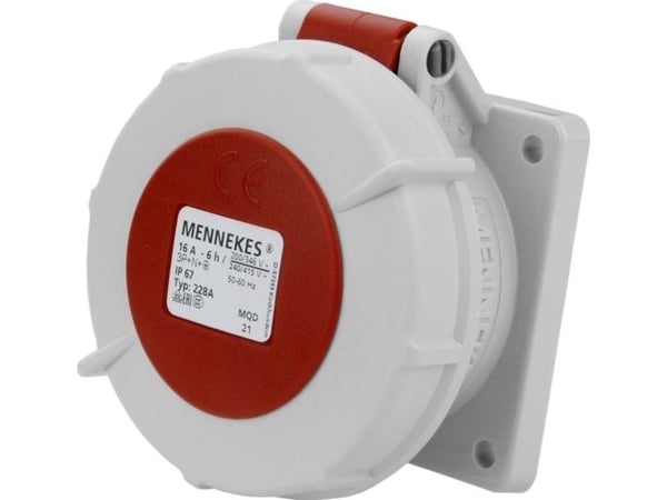 MENNEKES 228A, 5P, Suunnittelu, Ruuvit, Punainen, Valkoinen, IP67, 400 V