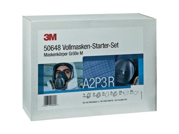 3M 50648 Åndedrætsbeskyttelse fuldmaske-sæt A2P3 R Størrelse: M EN 136, EN 143, EN 14387 DIN 136, DIN 143, DIN 14387