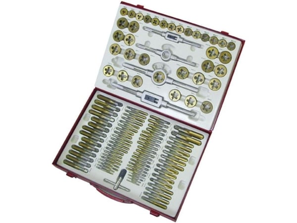 Holzmann Maschinen H070300003 Gängningssats 101 delar HSS metrisk M2, M3, M4, M5, M6, M7, M8, M9, M10, M11, M12, M14, M16, M18