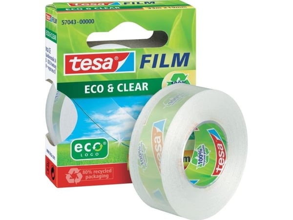 Tesafilm Eco & Clear - Kontortape - 19 mm x 33 m - transparent