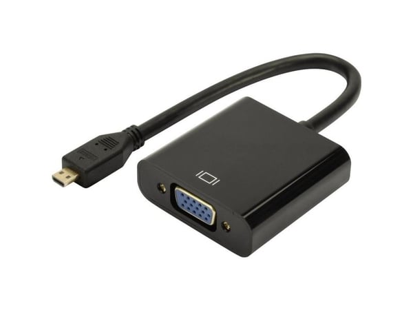 DIGITUS - Video/audio-adapter - 19 pin micro HDMI Type D hann til HD-15 (VGA), minijakk hunn - svart