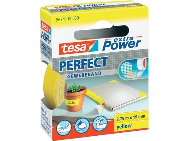 tesa® extra Power kangasnauha (L x S) 2,75 m x 19 mm Keltainen 56341-30-2 Sisältö: 1 rulla (56341-30-2) (56341-30-2)