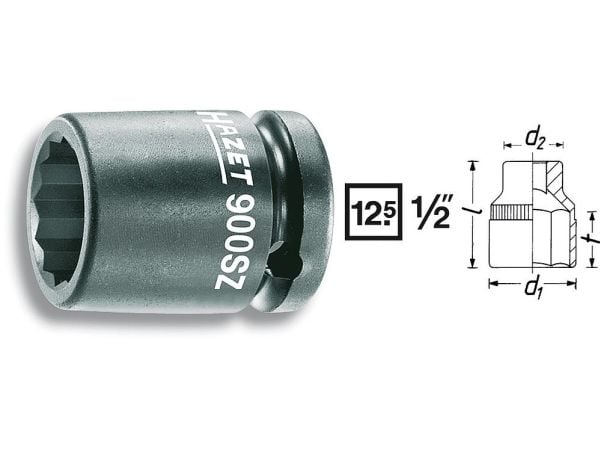 HAZET 900SZ-34, Kraftpipe, Sort, 1 hoder, 1/2", Metrisk, 34 mm