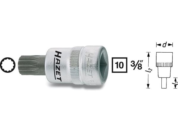 HAZET 8808-5, 1 stykker, 76,2 / 8 mm (3 / 8"), Stål, 40 mm, 39 g