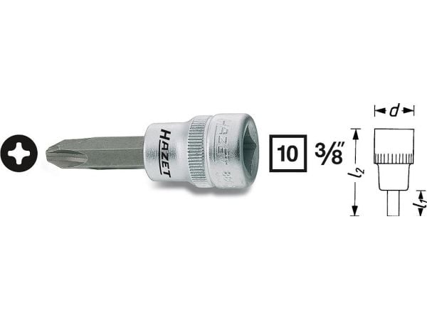 HAZET 8806-PH1, 1 stykker, 76,2 / 8 mm (3 / 8"), Stål, 50 mm, 32 g