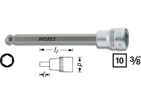 HAZET 8801KK-8, Pistorasia, 3/8", Metrinen, 1 pää(t), 8 mm, 1,9 cm