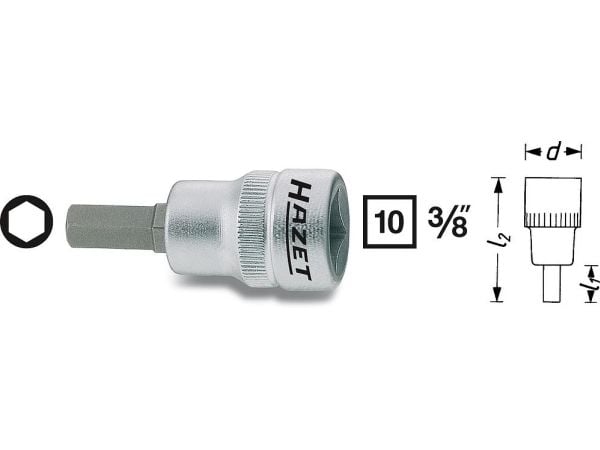 HAZET 8801K-10, 1 stykker, 76,2 / 8 mm (3 / 8"), Stål, 43,5 mm, 54 g