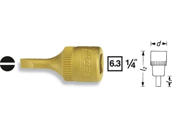 HAZET 8503-1.6X10, 1 stykker, 25,4 / 4 mm (1 / 4"), Kromvanadiumstål, 28 mm, 13 g