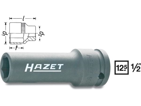 HAZET 901SLG-17, Kraftpipe, Svart, 1 hoder, 1/2", Metrisk, 30 mm