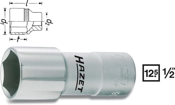 HAZET 900AMGT, Stikkontakt, 1/2", Metrisk/imperisk, 1 hoder, 16 mm, 1/2"