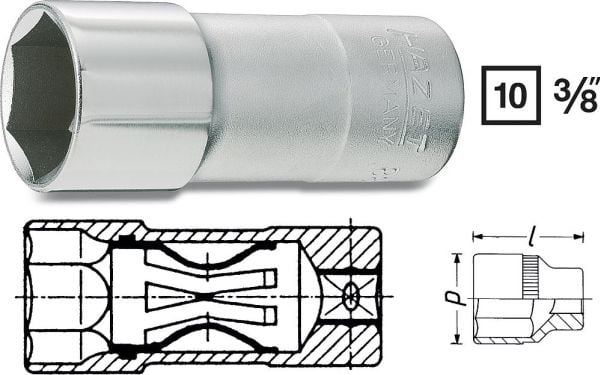 HAZET 880AKF, Stikkontakt, 3/8", Metrisk, 1 hoder, 5/8", 2,16 cm