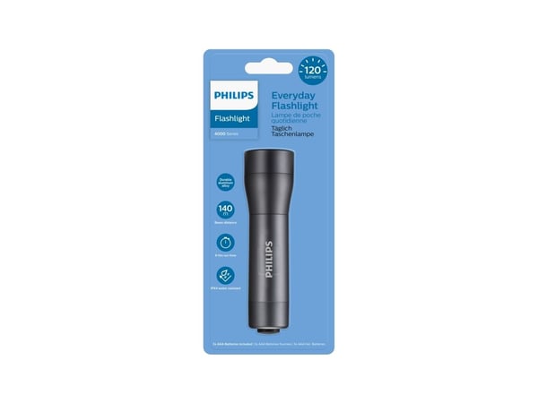 Philips 4000 series SFL4000T/10, Lommelykt, Sort, Aluminium, IPX4, LED, 120 lm