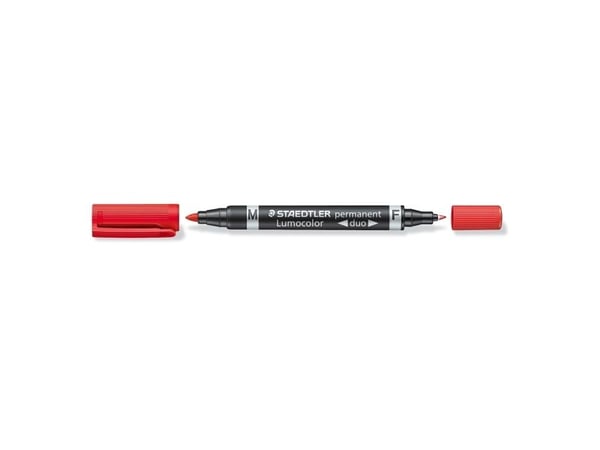 Staedtler Lumocolor Duo, Punainen, Ohut/Pyöreä pää, Musta, Punainen, 1,5 mm, Universaali, Saksa