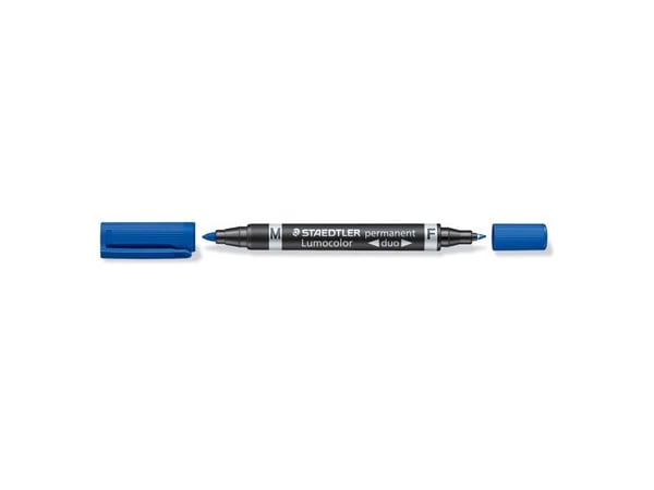 STAEDTLER Lumocolor duo - Dobbeltspids-markör - permanent - blå - 1,5 mm / 0,6 mm - medium / fin
