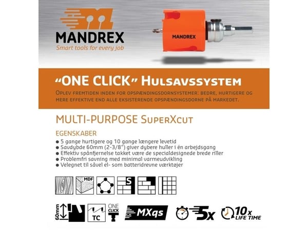 MANDREX multi HM reikäsaha MXqs Ø35,0 mm SuperXcut - 2215205