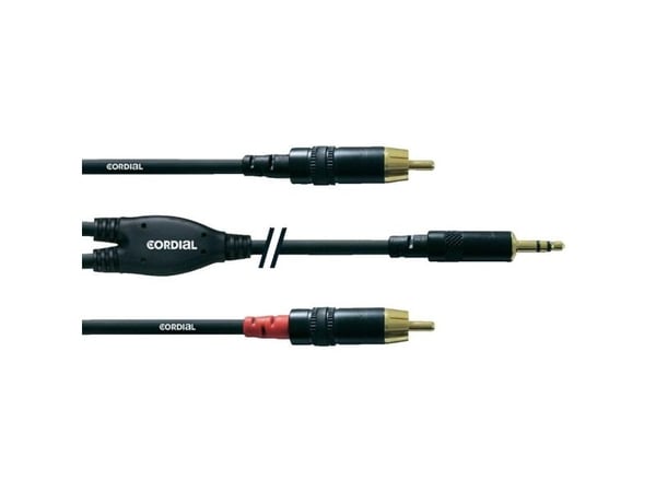 Cordial CFY 3 WCC, 2 x RCA, Hankjønn, 3.5mm, Hankjønn, 3 m, Sort