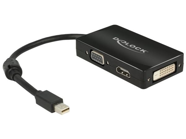 Delock Delock Adapter mini Displayport 1.1 male > VGA / HDMI / DVI female Passive - Videokonverter - DisplayPort - DVI, HDMI, VGA - svart