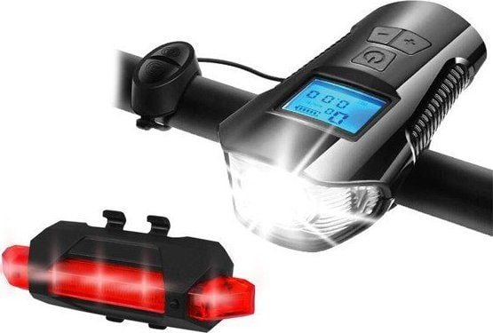 LTC PS cykel PS med räknare, 1 x LED SMD 10 W, 1000 lm + 5 x LED SMD 50 lm, 1200/300 mAh batteri, signalhorn, Micro USB.