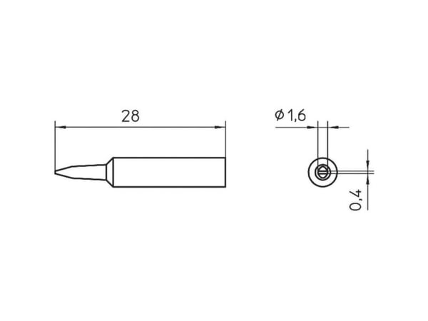 Weller XNT A, Loddespiss, Weller, WXP65, 1 stykker, 1,6 mm, 0,02 mm