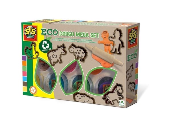 SES Creative Eco dough mega set, Muovailuvaha, Sininen, Ruskea, Vihreä, Oranssi, Purppura, Punainen, Keltainen, Lapsi, 7 väriä, 2 vuosi/vuosia, 12 ...
