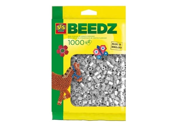 SES Creative Beedz Barnepakke med 1000 grå strykeperler, Sikringsperle, 1000 stk, Grå, Dreng/Pige, 5 År, 12 År