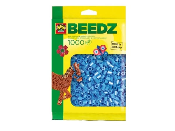 SES Creative Beedz Barnepakke med 1000 blå strykeperler, Sikringsperle, 1000 stk, Blå, Dreng/Pige, 5 År, 12 År