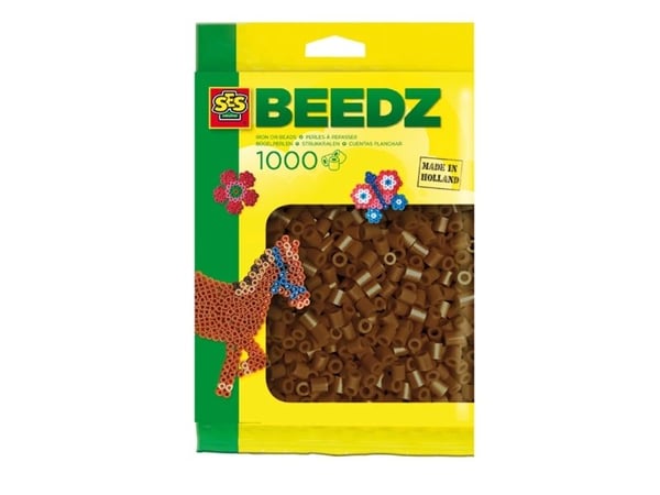 SES Creative Beedz Barnepakke med 1000 mørkebrune jernperler, Sikringsperle, 1000 stk, Brun, Dreng/Pige, 5 År, 12 År