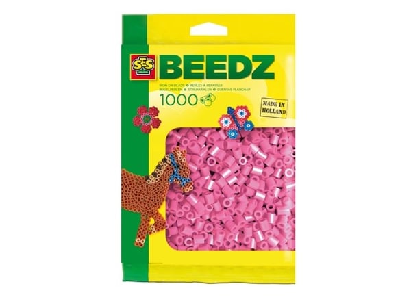 SES Creative Beedz Barnepakke med 1000 rosa strykeperler, sikringsperle, 1000 stk, rosa, gutt/jente, 5 år, 12 år