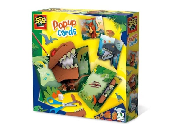 SES Creative Popup cards - Dinosaurs, Children''s craft kit, 5 år, Flerfarget