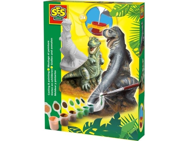 SES Creative T-rex -valun ja maalaamisen sarja, lasten valun ja maalaamisen sarja, 5-vuotiaille, monivärinen, 13 kpl